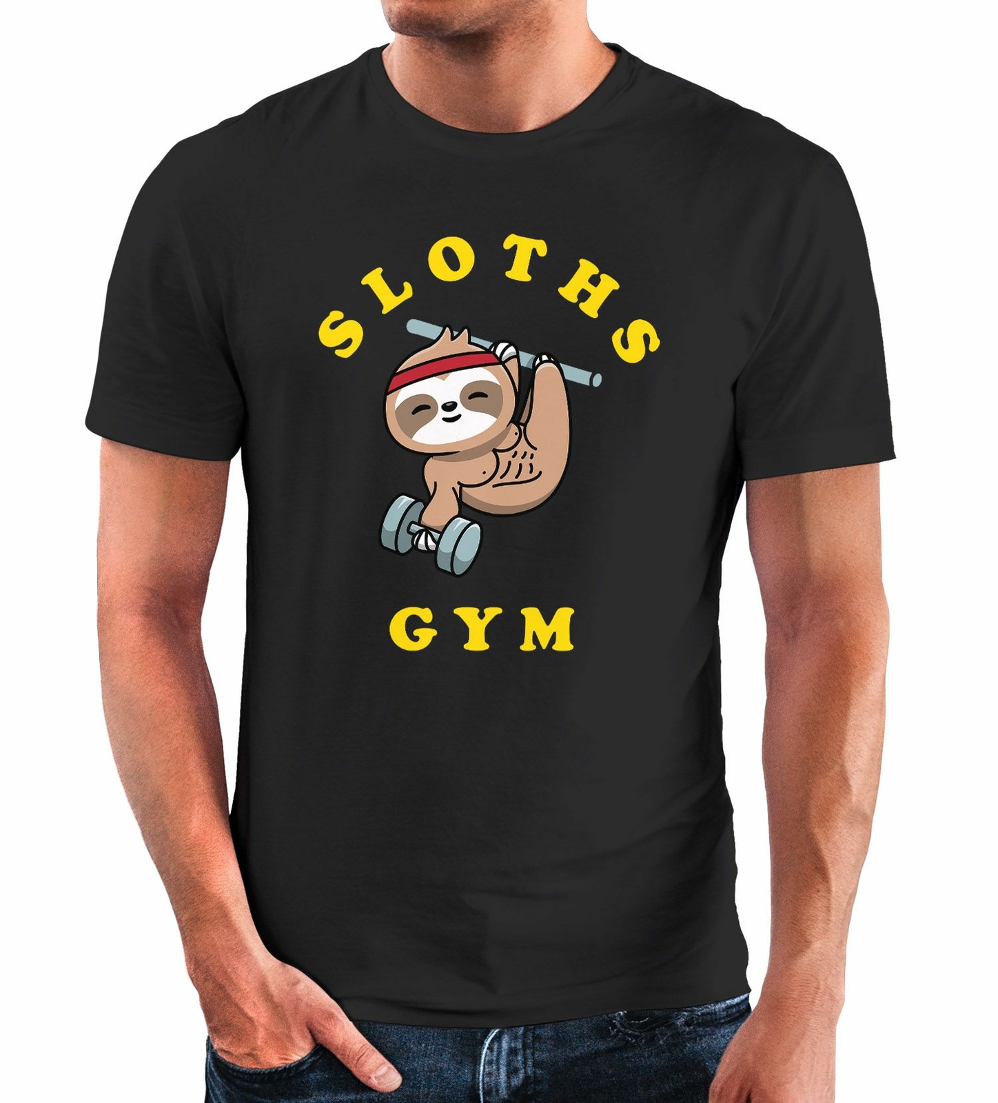 Футболка Herren Bedruckt Sloths Gym Faultier Sport Parodie Веселая футболка Spruch