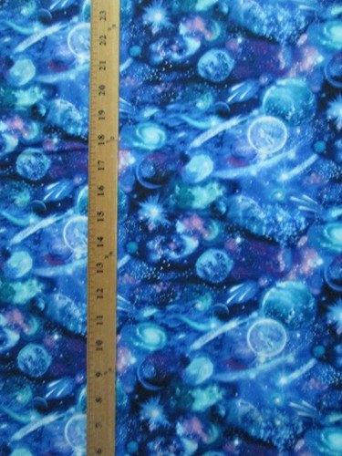 Galaxy Planets Stars Lights Space Blue Purple Colors Cotton Fabric FQ - Picture 4 of 5