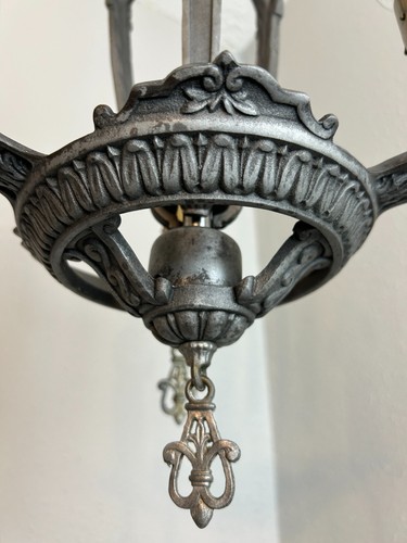 vintage iron 3 light gothic pendant chandelier - Picture 7 of 14