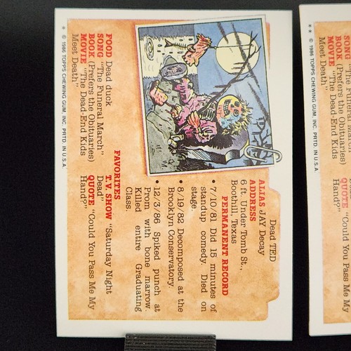 1986 Garbage Pail Kids #196a & 196b GPK Surreal Neal & Dangling Dolly OS5 NM-MT - Foto 5 di 6