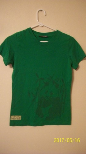 little brownie kids T Shirt green with panda and bambo size S - Picture 4 of 5