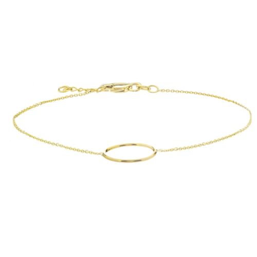 Open Circle Bracelet Women 14K Solid Gold Dainty Adjustable Rolo Chain Bracelet - Picture 5 of 16
