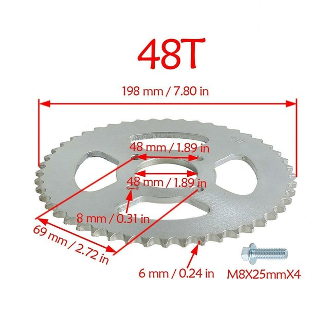 #40 420 48T Rear Chain Sprocket For ATV Quad Go Kart Dirt Bike Taotao Coolster #40 420 48T Rear Chain Sprocket For ATV Quad Go Kart Dirt Bike Taotao Coolster