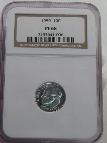GEM PROOF 1959 Silver Roosevelt Dime NGC PF68.  #28