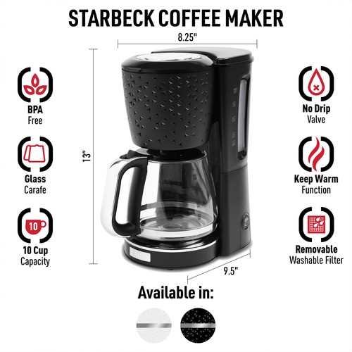 Haden Starbeck Coffee Machine 10 Cup Automatic Coffee Maker Black