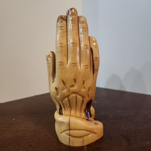 C Star Holy Land Praying Hands Olive Wood 6 In Hand Made In Jerusalem Bethlehem - Picture 4 of 6