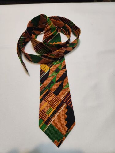 Cravatta da uomo stampa Kente di qualità cravatta collo stampa Kente africana cotone - Foto 4 di 12