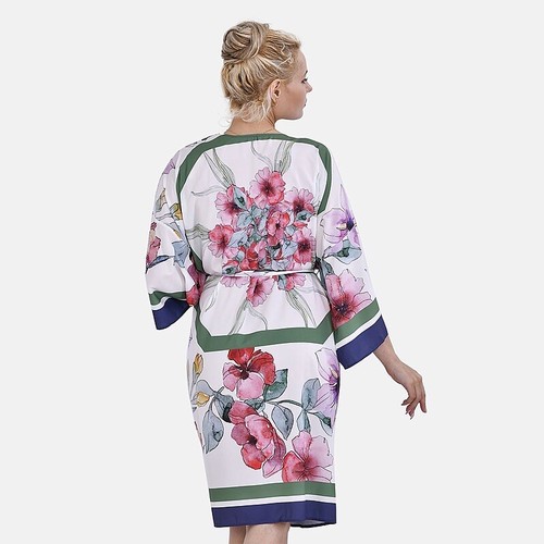 Ladies Floral Printed Kimono with tie belt one size - Picture 2 of 5