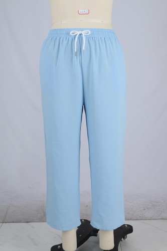 Womens Capri Pants Casual Cotton Linen Drawstring Elastic Cropped Pants Pockets - Picture 11 of 37