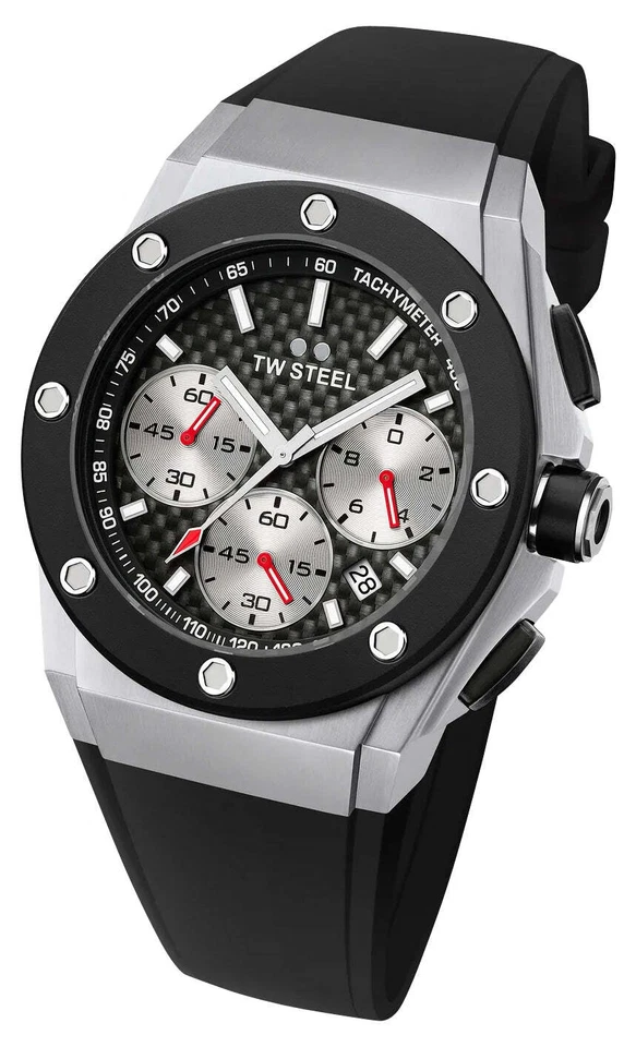 TW Steel CEO Tech Chrono Steel Black Dial Silicon Date Quartz Mens Watch CE4019 - Изображение 2 из 4