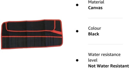 16 POCKET CANVAS TOOL ROLL Red & Black spanner tool heavy duty pockets - Picture 4 of 7