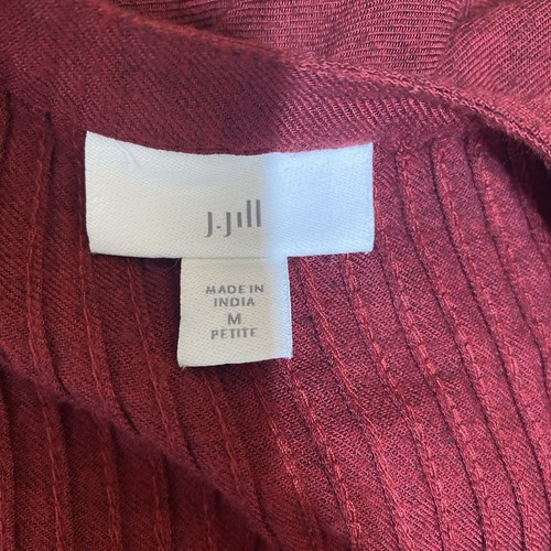J Jill Tunic Dress Sz M P Maroon Long Sleeve V Neck Oversized Tuxedo Front - Picture 5 of 6