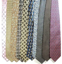 Men’s Tie Lot of 10 Ties - Geometric Diamond Squares Various Brands