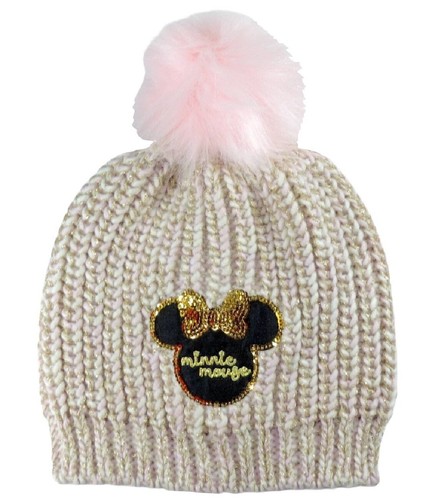 MINNIE Cappello Invernale Bambina con Pon Pon e Paillettes berretto Rosa e  Oro | eBay