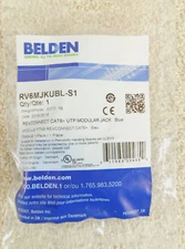 Category 6+ Modular Jack, T568 A/B UTP Blue Belden RV6MJKUBL-S1 REVConnect