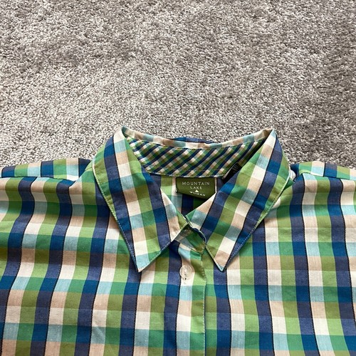 Mountain Lake Button Up Shirt Womens 24W Blue Green Plaid Long Sleeve Padded Top - Picture 2 of 10