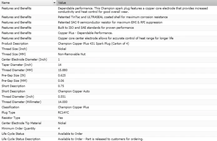 Paquete de 4 bujías de cobre Champion para Mercury LN7 1982 L4-1,6 L Foto 4 de 4