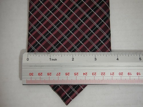 Kenneth Cole Mens Necktie Tie Burgundy Red Black Checkered 100% Silk 59" Career - Bild 4 von 4