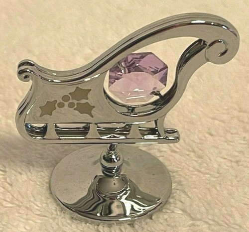 CRYSTOCRAFT CHRISTMAS FIGURINES 2 Pieces SWAROVSKI CRYSTAL Chromed Metal - Picture 3 of 9