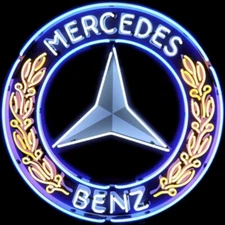 Mercedes Benz NEW Metal Sign: 14" Dia. Steel Round Style - NOT a Neon Sign