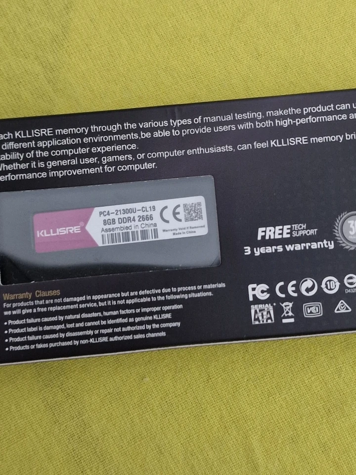 kllisre 8GB DDR4 RAM 2666 Mhz PC Memory - 1 Module - new - Image 3 of 3