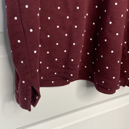 Old Navy Damen L weinrot Rüschenärmel gepunktet Baumwolle Strickpullover - Bild 10 von 11