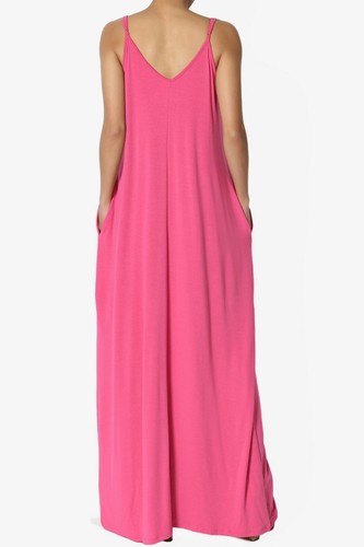 TheMogan Casual V-Neck Soft Jersey Cami Long Maxi Dress With Pocket SUMMER BEACH - Picture 129 of 227