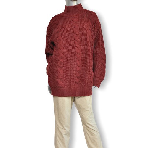 Vintage Bill Blass Sweater Maroon Wool Oversized Womens Medium Cable Knit Top - Picture 3 of 7