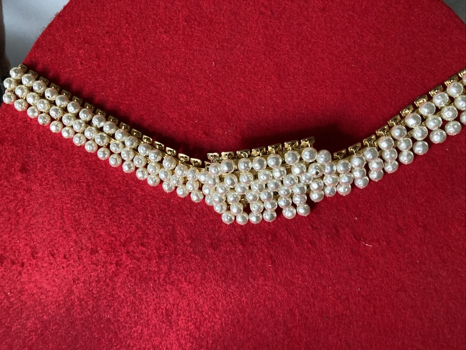 Ceinture/collier perle vintage plaqué or Christian Dior