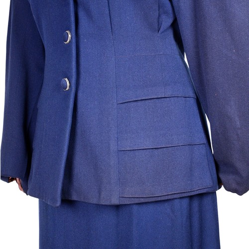 Traje vintage de los años 40 para mujer 2 piezas azul lana solapa ancha metal cremallera B36 W28 - Hey Viv - Imagen 6 de 10