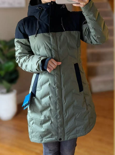 Columbia Women's Summit Point Mid Down Jacket Green Black M Omni Tech Heat Seal - Picture 2 of 19