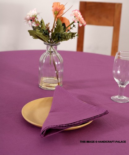 20" Inch Kitchen Table Napkins Indian Solid Purple Cotton Napkins Set Of 48 PC - Picture 4 of 6