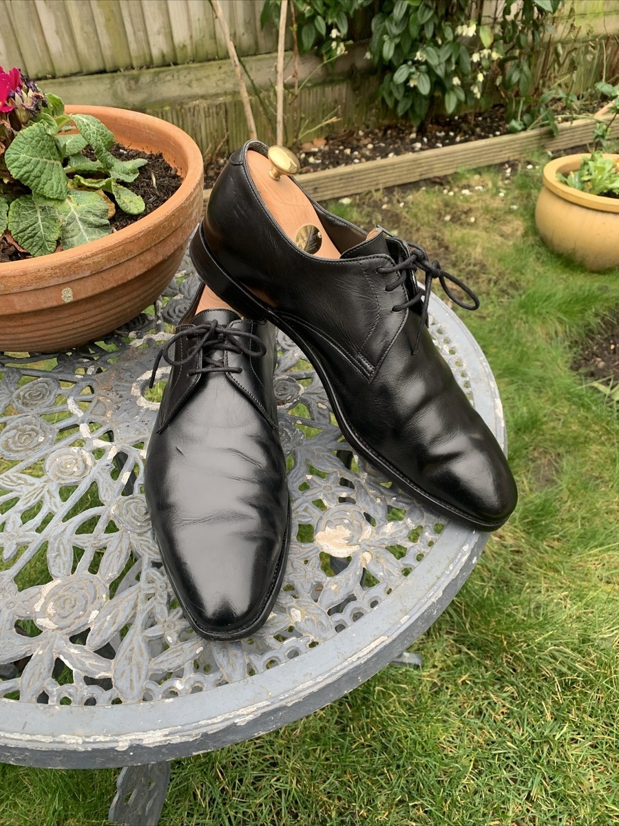 AINTREE　CROCKETT&JONES　UK8 Aintree' Black Leather Derby UK 10 E - Abbot's Shoes