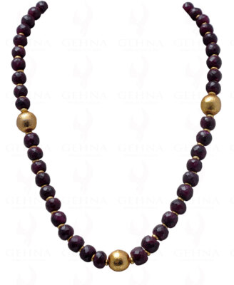 Ruby Gemstone Round Faceted Beads String With .925 Solid Silver Elements