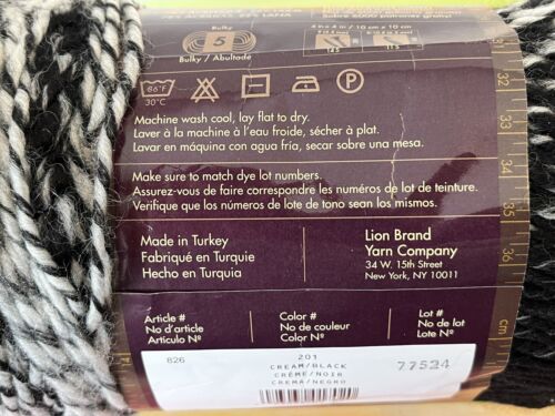 one new skein Lion Brand Scarfie yarn Cream/Black 201 - Picture 4 of 6