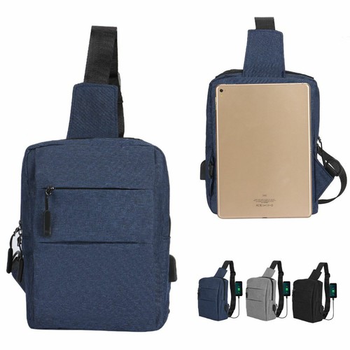 Herren Umhängetasche Schulter Brust Sling Rucksack Tasche Kuriertasche Diebstahlsicherung USB-Anschluss - Bild 3 von 19