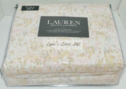 RALPH LAUREN Loire Blush Beige Watercolor Floral 4P FULL SHEET SET NEW COTTON - Picture 2 of 3