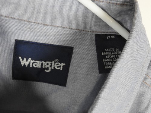 Wrangler Men's Chambray Rigid Cowboy Cut Short Sleeve Pearl Snap Work Shirt - - Bild 3 von 4