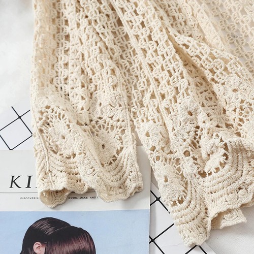 Open Lace Cardigan Crocheted Hollow Out Shrug Female Casual White Flower Floral - Picture 7 of 26