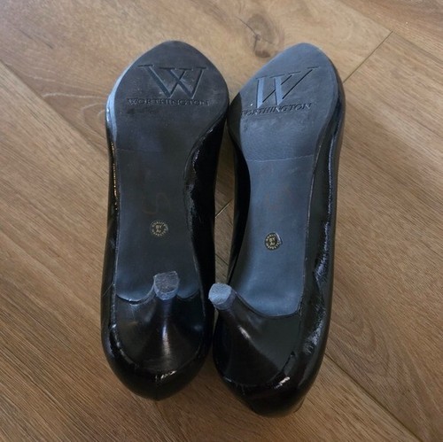 90s Worthington Black Patent Loafer Style Kitten Heels - Picture 5 of 5