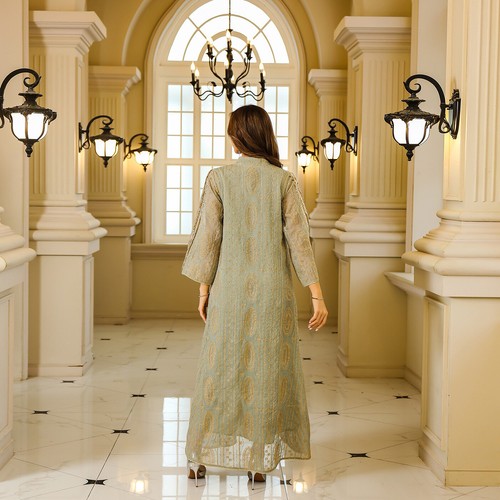 Women Muslim Abaya Islamic Arab Dress Sequin Burqa Dubai Gown Eid Corban Robe - Picture 16 of 22