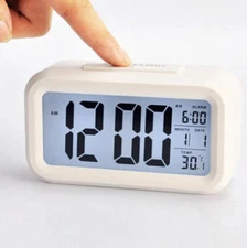 Battery Operated Desk LCD Display Digital Smart Alarm Clock Calendar Temperature