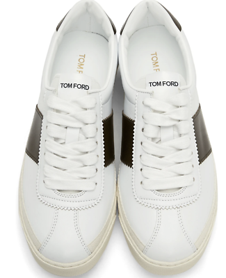 Tom Ford Bannister Leather Sneakers White Brown 10 UK 43 EU  display picture 3