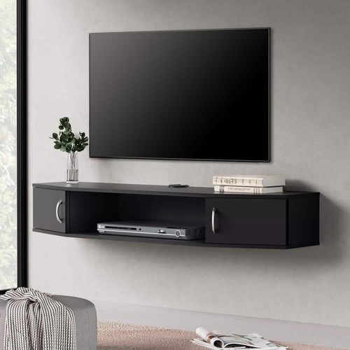 Floating TV Stand Wall Mounted Entertainment Center TV Console For Up 50" Black - Picture 2 of 5