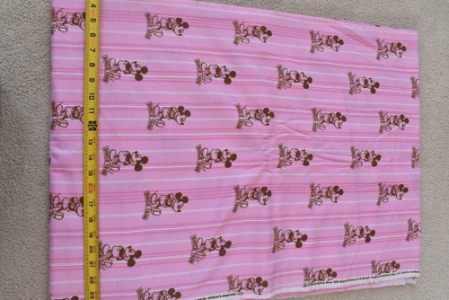 By 1/2 Yd, Brown Mickey Mouse on Pink Striped Flannel, Springs, Disney, E30 - Picture 3 of 8