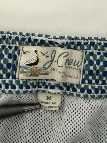 J Crew Swim Wear Shorts Men M Blue Green Geometric Dot Print Liner Tie - 第 5/9 張圖片