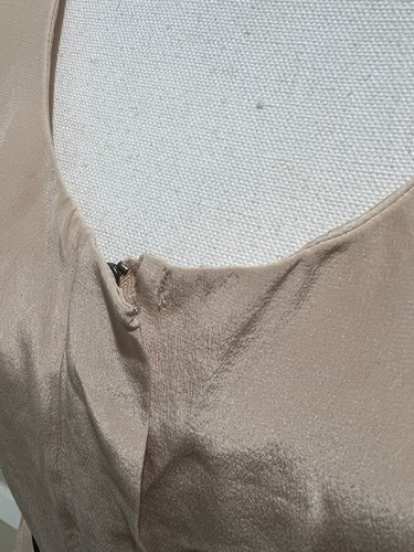 Club Monaco Silk Beige Belted Ruffle Sleeve Dress Women Size 4 - Picture 9 of 11