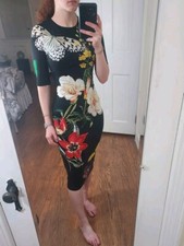 Alice + Olivia Delora Floral Butterfly Midi Modest Dress Size 0 WOMENS