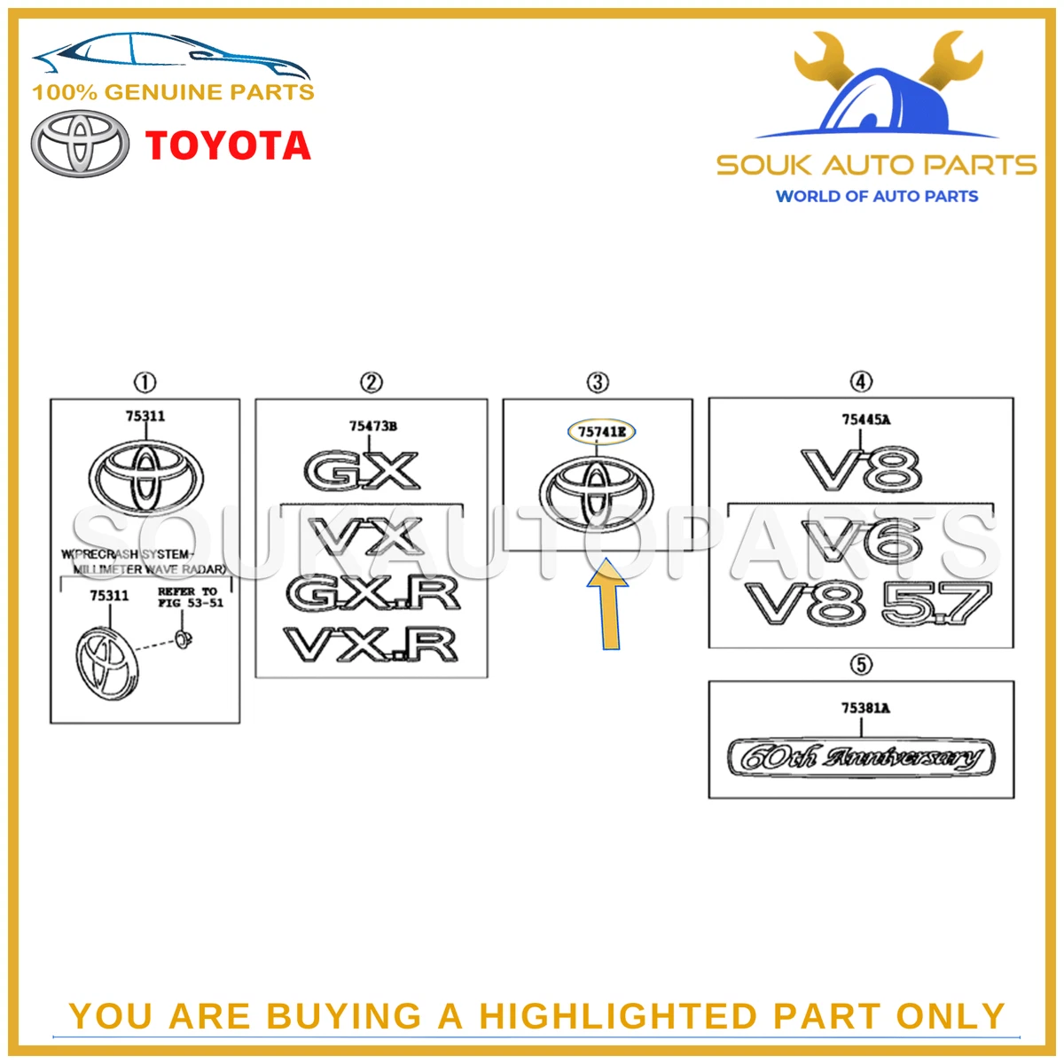90975-02099 Genuine Toyota EMBLEM SYMBOL 9097502099 OEM LAND  