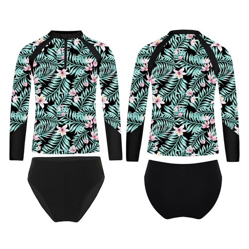 Mädchen Badeanzug Sport Baden Langarm Schwimmen Kind Rash Guard Set Kinder - Bild 3 von 35